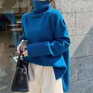 Kadın Sweaters Belvtleneck Kintted Sweater Kadınlar Bölünmüş Tulunmalar Sonbahar Kış Sıcak Kalın Jumperlar Siyah Beyaz Tığ işi Y2K E-Girl Jumper