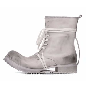 Retro Men Winter Boots Истеночные кожа