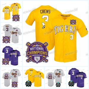 DETROITT'TIGERS''DYLAN CREWS 2023 CWS Champions Lsu Tigers Baseball Jersey Tre Morgan Thompson White Paul Skenes Ty Floyd Thatcher Maglie