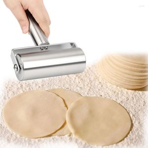 Förvaringspåsar rostfritt stål rullande stift bakverk pizza fondant bagare roller metall köksverktyg för bakning av ångad bulle