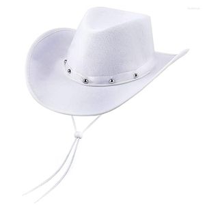 Beralar Retro Rivet-Decor Sun Prote için Band Western ile Cowgirl şapkasını hissettim