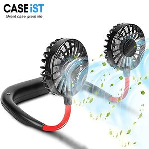 CASEiST Hanging Neck Cooling Dual Fan Hands Free Mini Portable Rechargeable Lazy Flexible Air Conditioner USB Wearable Cooler 3 Speed 360 Personal Cold Strong Wind