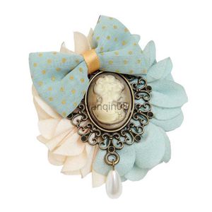 Alfinetes broches i-Remiel Vintage Beauty Head Bowknot Handmade Bow Tie Broche Pin Buckle Feminino Antique Broches for Women Corsage Accessories HKD230807