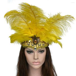 Decoração de festa acessórios de moda faixa de cabelo toucado de penas de pavão tiara para adultos e crianças carnaval de halloween