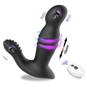 MASSAGER MASCO REMOTO REMOTO REMOTE RETRACTLABEPROSTATE PARA MENS VIBRADOR ANAL VIBRADOR Anal Plugue de silicone Vibratório Adulto Supplies