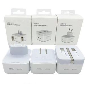 35W Dual USB-C Quick Power Adapter Charge QC3.0 PD Charger USB Type C PD35W Smart Phone Wall Charging For Apple iPhone 13 14 Ipad Macbook Max Pro Samsung EU UK US Plug