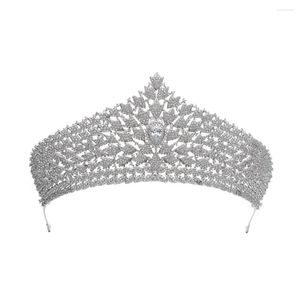 Nakrycia głowy Big Cubic Zirconia Princess Tiara Diodem na ślubne biżuterię do włosów