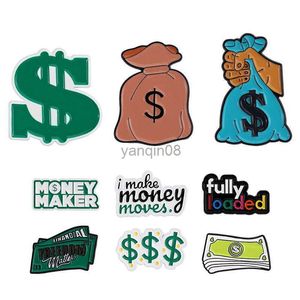 Pins Brooches Money Brooches Banknote Dollar Enamel Pins Fashion Hat Sweater Lapel Badges Backpack Decorative Accessories jewelry HKD230807