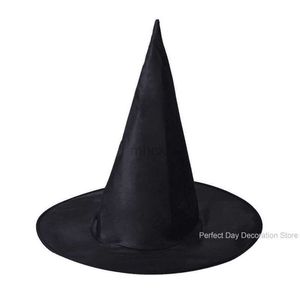 Party Hats Halloween Oxford Witch Hats Black Folds for Women Men Masquerade Party Cosplay Props Decoration Carnival Costume Accessory HKD230807