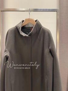 Womens Wool Coat Autumn and Winter loro piana Cashmere Black Coat