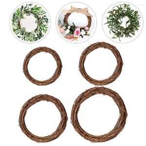 Flores decorativas 4 Pcs Vine Wreath Simple Natural Rattan Weave Ring Wood DIY Festival Guirlanda Decoração Casa