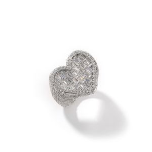 Iced Out Heart Кольца Модные золотые кольца с бриллиантами Мужские кольца в стиле хип-хоп Ювелирные изделия