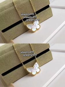 Colar de borboleta de madrepérola branco clássico Designer vintage colares de pingente de sorte, colar de ouro 18 K para presente feminino