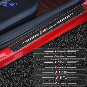 4pcs Carbon Fiber Car Door Sticker For Alfa Romeo Giulia Giulietta 159 156 MITO Stelvio 147 Sportiva Auto Accessories2288
