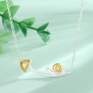 Chains FoYuan Silver Color Forest Snail Mushroom Necklace Personalized Temperament Female Pendant Design Sense Jewelry