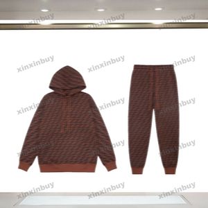 xinxinbuy erkek kadın tasarımcı sweatshirt kapüşonlu çift mektup jacquard Roma seti kazak gri mavi siyah beyaz kırmızı xs-2xl