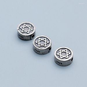 Свободные драгоценные камни 925 Серебряный серебряный шестиугольный шестиугольный звездный круглые бусы 9,5 мм винтажные матовые матовые изделия
