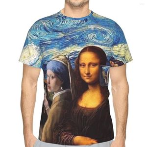 Camisetas Masculinas Scream And Selfie Of Four Paintings Mash Up Casual Poliéster TShirt Style Leisure Camisa Fina Masculina Especial