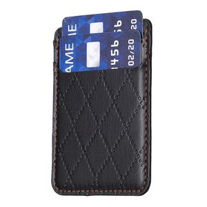 Couro PU Universal Stick On Wallet Cases Para Iphone 15 14 Samung S23 FE S22 Note 20 LG Checkered Diamond Two ID Credit Cards Slot Pocket 3M Sticker Mobile Phone Cover