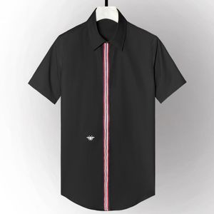 Minglu Summer Male Shirts Luxury Short Sleeve Bee Embroidery Casual Herr Dress Shirts Fashion Slim Fit Party Man Shirts 4xl