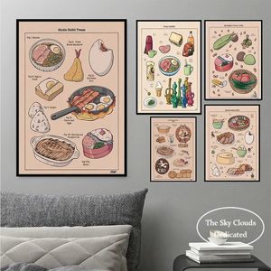 Japanese Anime Food Canvas Painting Ramen Sushi Tempura Posters And Prints HD Modern Wall Art Restaurant Kitchen Decor Wo6