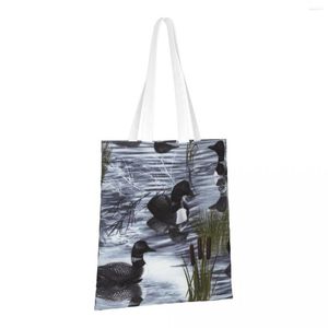 Shopping Bags Loons Duck Reusable Grocery Folding Totes Washable Lightweight Sturdy Polyester Gift