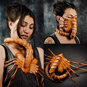 Party Masks 1Pc Men's Masks Cosplay Halloween Scorpion Mask Leather Alien Face Hugger Horror Party Face Cover Fancy UK Popular Fashion Masks J230807