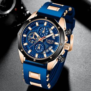 Other Watches Top LIGE Brand Casual Fashion Watches for Man Sport Military Silicagel Wrist Watch Men Watch Chronograph Relojes Hombre 230804