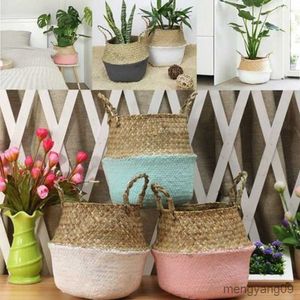 Planters Pots Keranjang Penyimpanan Bambu Tangan Keranjang Tanaman Pot Bunga Taman Perut Lamun Anyaman Kain Dapat Dilipat R230807