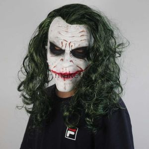 Party Masken Heath Ledger Clown Joker Latex Maske Halloween Perücke Kopfbedeckung Cosplay Prop J230807