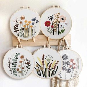 Produtos chineses bordados para iniciantes ponto cruz diy bordado estampado com padrão floral anel de bordado linhas coloridas decoração de casa