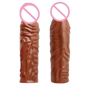 Manicotto per pene per ingrandimento del pene per massaggiatore per pompa con cappuccio estensore maschile Realistico ritardo in silicone per coppie sexy