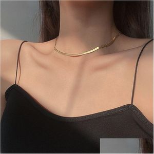 Chains Designer Gold Snake Chain Necklace Fashion Love Pendant Personality Choker 316L Stainless Steel Ins Cool Diy Jewelry Drop Del Dhw30