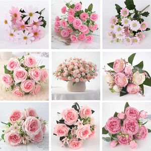 Faux Floral Greenery Hot Sale 1pcsdiy Artificial Peony Party Decoration | Vintage jedwabne kwiaty małe fałszywe kwiaty weselne róży mody wakacyjne h x0806