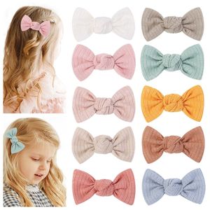 Baby Girl Princess Hairpin Knitted Hair Bow Nylon Safe Hair Clip Barrettes for Infants Toddlers Kids Kawaii Accessories