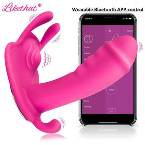 Massager Bluetooth Kvinnlig vibrator Sexig dildo Kvinnor Fjäril för App Remote Control Vibrators Couples