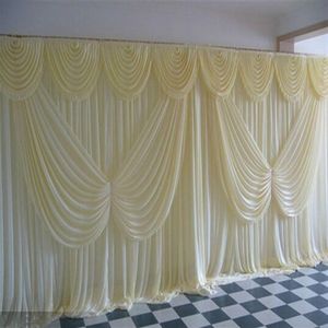 10ft 20ft Ice Silk White Color with Farterfly Swag Wedding Drape Curtain Bakgrund Custom Made Colors291f