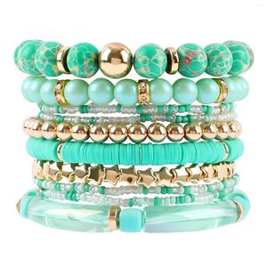Strand IDEAJOY 10pcs Boho Bracelets For Women Fashion Jewelry Accessories Girls Wholesale Natural Stone Beads Bracelet Ladies Jewellery
