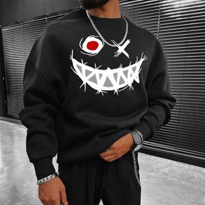 Men's Hoodies Men Sweater Harajuku Pure Cotton High Street Fashion Brand Loose Round Neck And Women Red Green White Smiling Faces