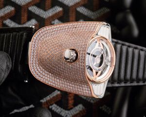 Designer-Diamant-Herrenuhr, Sportwagen-Armbanduhr, Schweizer Automatik, mechanisch, Gangreserve, Saphirglas, PVD-Gehäuse aus 18 Karat Roségold, wasserdicht