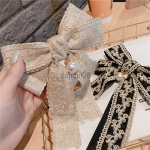 Pins Brooches New Vintage Fabric Big Bow Brooch Lace Embroidery Bowkont Necktie Shirt Collar Fashion Jewelry Gifts for Women Accessories HKD230807