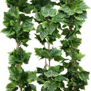 10 pçs lote artificial seda uva folha guirlanda falso videira hera interior ao ar livre decoração de casa casamento flor folhas verdes Decoration270b