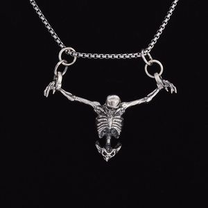 Chokers Gümüş Kaplama Esaret Kafatası Kolye Erkekler Biker Punk Rock Kolye Gotik Cadılar Bayramı Takı Aksesuar 230807