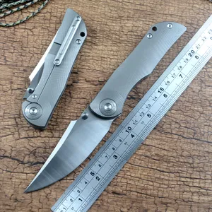 Två Sun TS269 Fold Knife Outdoor Camping Hunting D2 Blade Ceramic Ball Bearing EDC Handverktyg Titanlegeringshandtag