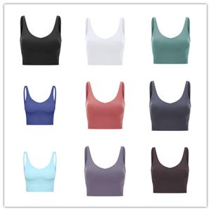 L2054 u Back Women Yoga Bra Tank Tops Soft Fabric Flact Shockproof Bra Stirts Vitness Stest Top Sexy Indies Indies Color Color Gym Comply مع أكواب قابلة للإزالة 2023