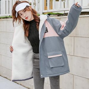 Women's Trench Coats Fleece Thickened Coat Clothing Winter Student Work Clothes Anti Lamb Wool Cotton