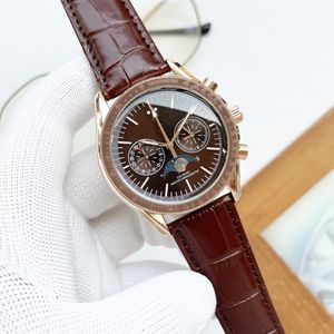 Pełna funkcjonalność męski zegarek kwarcowy 41 mm skórzany pasek niebieski czarny wysokiej jakości szafir zegarek Super Bright Montreux luksusowe zegarki pasa