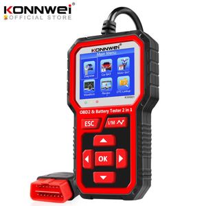 Konnwei診断ツールKW681 6V 12VカーオートバイバッテリーテスターOBD 2自動診断ツール2 IN1 2000 CCA CAR DIAGNOSTICS OBD2285J