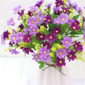 Dekorative Blumen, 1 Blumenstrauß, 7 Zweige, 28 Köpfe, niedliche Seidengänseblümchen, künstliche Blumen, DIY, Hochzeit, Zuhause, Zimmer, Tischdekoration