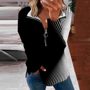 Women's Sweaters Printed Fashionable Casual Long Sleeved Zippered Lapel Sweater Zip Up Hoodie Athletic Ladies Top